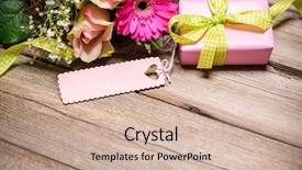  Presentation with bunch - Theme with happy birthday love - bunch of flowers with gift background and a soft green colored foreground