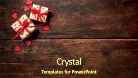  Presentation with boxes - Presentation design with happy birthday love - gift boxes over dark wooden background and a tawny brown colored foreground