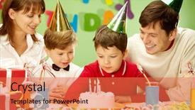  Presentation with father birthday - Colorful PPT theme enhanced with happy birthday father - portrait of family looking backdrop and a  colored foreground