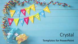  Presentation with happy birthday - Audience pleasing slide deck consisting of happy birthday party background backdrop and a light blue colored foreground