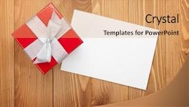  Presentation with lilac flowers bunch over wood - Audience pleasing PPT theme consisting of happy birthday photo frame - red gift box over wooden backdrop and a coral colored foreground