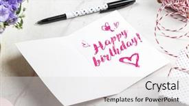  Presentation with happy birthday - Colorful slide set enhanced with happy birthday postcard backdrop and a light gray colored foreground