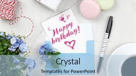  Presentation with happy birthday - Slide deck with happy birthday postcard background and a light blue colored foreground