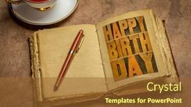  Presentation with birthday card - Colorful PPT theme enhanced with happy-birthday-romantic-greeting-card backdrop and a tawny brown colored foreground