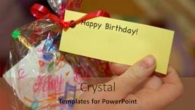  Presentation with happy birthday - Presentation enhanced with happy-birthday-tag-on-child background and a coral colored foreground