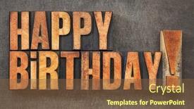  Presentation with ink - Audience pleasing slide deck consisting of happy birthday - text in vintage letterpress wood type blocks stained by red ink on a grunge metal background backdrop and a tawny brown colored foreground