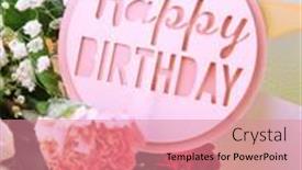  Presentation with congratulation - Slide set consisting of happy-birthday-text-on-card background and a coral colored foreground
