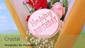  Presentation with happy birthday card - Presentation theme having happy-birthday-text-on-card background and a gold colored foreground