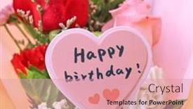 Presentation with happy birthday card - PPT theme enhanced with happy-birthday-text-on-card background and a coral colored foreground