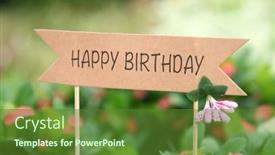  Presentation with happy birthday card - Presentation theme with happy-birthday-text-on-paper background and a tawny brown colored foreground