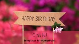  Presentation with happy birthday card - PPT theme featuring happy-birthday-text-on-paper background and a red colored foreground