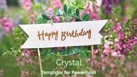  Presentation with happy birthday card - Presentation with happy-birthday-text-on-paper background and a tawny brown colored foreground