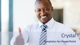  Presentation with black business - Slide deck having happy black business man giving background and a sky blue colored foreground