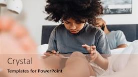  Presentation with black family - Slide set featuring happy-black-little-boy-using background and a coral colored foreground