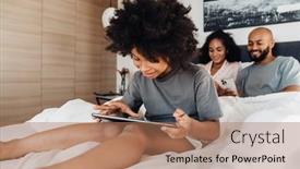  Presentation with black family - PPT layouts with happy-black-little-boy-using background and a coral colored foreground