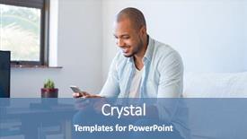  Presentation with black man - Slide deck featuring happy black man using smart background and a teal colored foreground