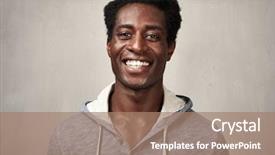  Presentation with black man - Presentation having happy black man background and a coral colored foreground