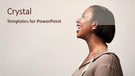  Presentation with black face womens rights - Presentation design featuring happy black woman face profile background and a lemonade colored foreground