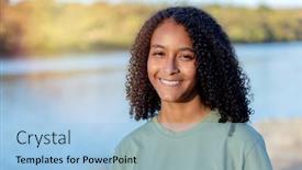  Presentation with nature countryside - Presentation theme consisting of happy-black-woman-on-holiday background and a light blue colored foreground