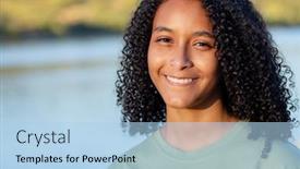  Presentation with happy holiday - Theme enhanced with happy-black-woman-on-holiday background and a light blue colored foreground