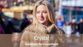  Presentation with beautiful young woman getting face - Audience pleasing slide set consisting of happy blonde woman in fur backdrop and a coral colored foreground