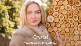  Presentation with close up of cereal granola - PPT theme with happy blonde woman in fur background and a coral colored foreground
