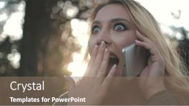  Presentation with powerful - PPT theme consisting of happy-blonde-woman-plus-size background and a violet colored foreground