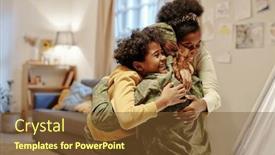  Presentation with hug - Presentation theme enhanced with happy-boy-and-his-mother background and a tawny brown colored foreground