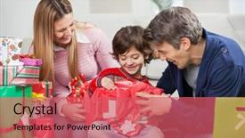  Presentation with new parents at home baby - Slide set enhanced with happy boy and parents opening background and a coral colored foreground