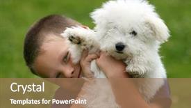  Presentation with bearing - Presentation theme consisting of happy boy bearing a puppy background and a coral colored foreground