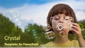  Presentation with soap - Presentation theme featuring happy-boy-blowing-a-soap background and a tawny brown colored foreground