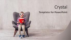  Presentation with popcorn - Beautiful presentation theme featuring happy boy in 3d glasses backdrop and a  colored foreground