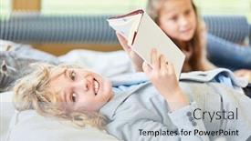  Presentation with fiction - Colorful theme enhanced with happy-boy-is-reading backdrop and a lemonade colored foreground
