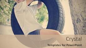  Presentation with swing - Audience pleasing slide set consisting of happy boy on swing outdoors backdrop and a coral colored foreground