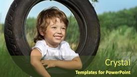  Presentation with swing - Amazing PPT layouts having happy boy on swing outdoors backdrop and a tawny brown colored foreground