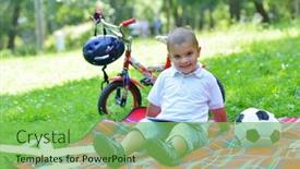  Presentation with play - Audience pleasing PPT layouts consisting of happy-boy-play-and-throw backdrop and a seafoam green colored foreground