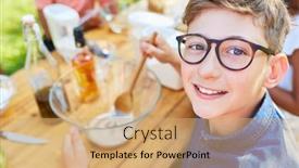  Presentation with salad dressing - Cool new slides with happy-boy-preparing-salad-dressing backdrop and a coral colored foreground