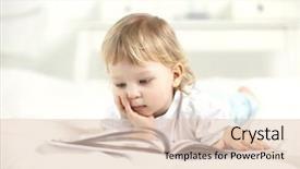  Presentation with child girl reading a book - Cool new presentation design with happy boy read book home backdrop and a lemonade colored foreground