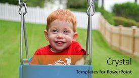  Presentation with swing - Audience pleasing slides consisting of happy boy sitting in swing outside backdrop and a yellow colored foreground