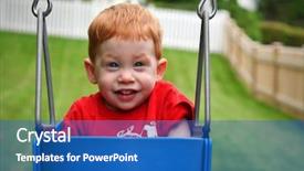  Presentation with swing - Theme featuring happy boy sitting in swing outside background and a ocean colored foreground