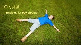  Presentation with field - PPT theme with happy-boy-the-field background and a tawny brown colored foreground