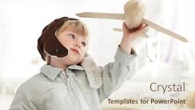  Presentation with airplane - Audience pleasing slide set consisting of happy boy with airplane in hand backdrop and a lemonade colored foreground