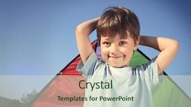  Presentation with kite - Slide deck with happy-boy-with-kite-outdoors background and a soft green colored foreground