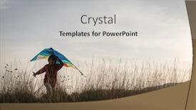  Presentation with kite - PPT theme having happy boy with kite silhouette on grass meadow background and a light gray colored foreground