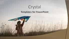  Presentation with kite - Audience pleasing slide set consisting of happy boy with kite silhouette on grass meadow backdrop and a light gray colored foreground