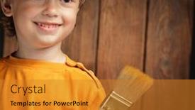  Presentation with paint brush - Slide deck consisting of happy boy with paint brush background and a gold colored foreground