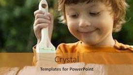  Presentation with paint brush - Amazing presentation theme having happy boy with paint brush backdrop and a gold colored foreground