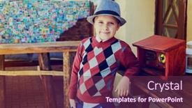  Presentation with retro radio - Amazing presentation design having happy-boy-with-retro-radio backdrop and a violet colored foreground