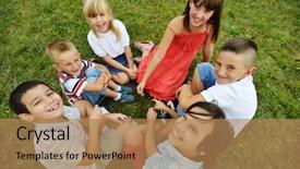  Presentation with summer - Audience pleasing slide deck consisting of happy boys and girls sitting backdrop and a  colored foreground