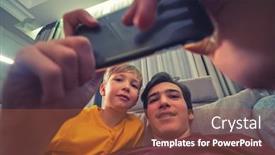  Presentation with social children - Audience pleasing theme consisting of happy-boys-spending-time backdrop and a red colored foreground